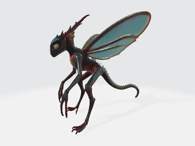 Flying alien creature 3D model_2