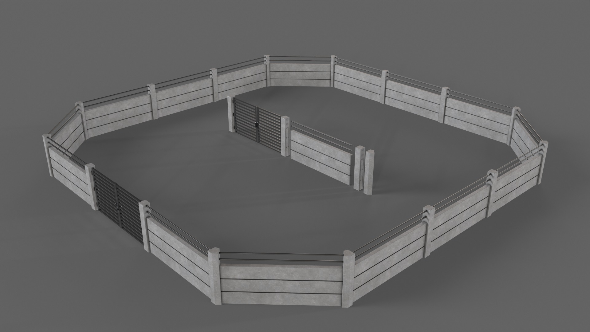 PBR Gate and Wall 4 Low-poly 3D model_6