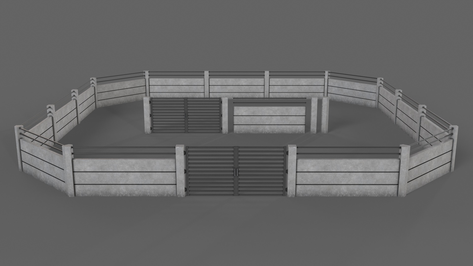 PBR Gate and Wall 4 Low-poly 3D model_4
