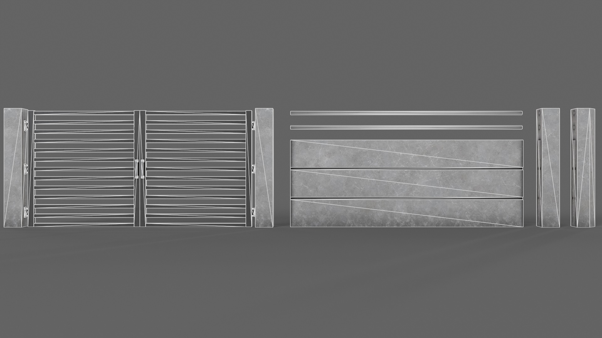 PBR Gate and Wall 4 Low-poly 3D model_14