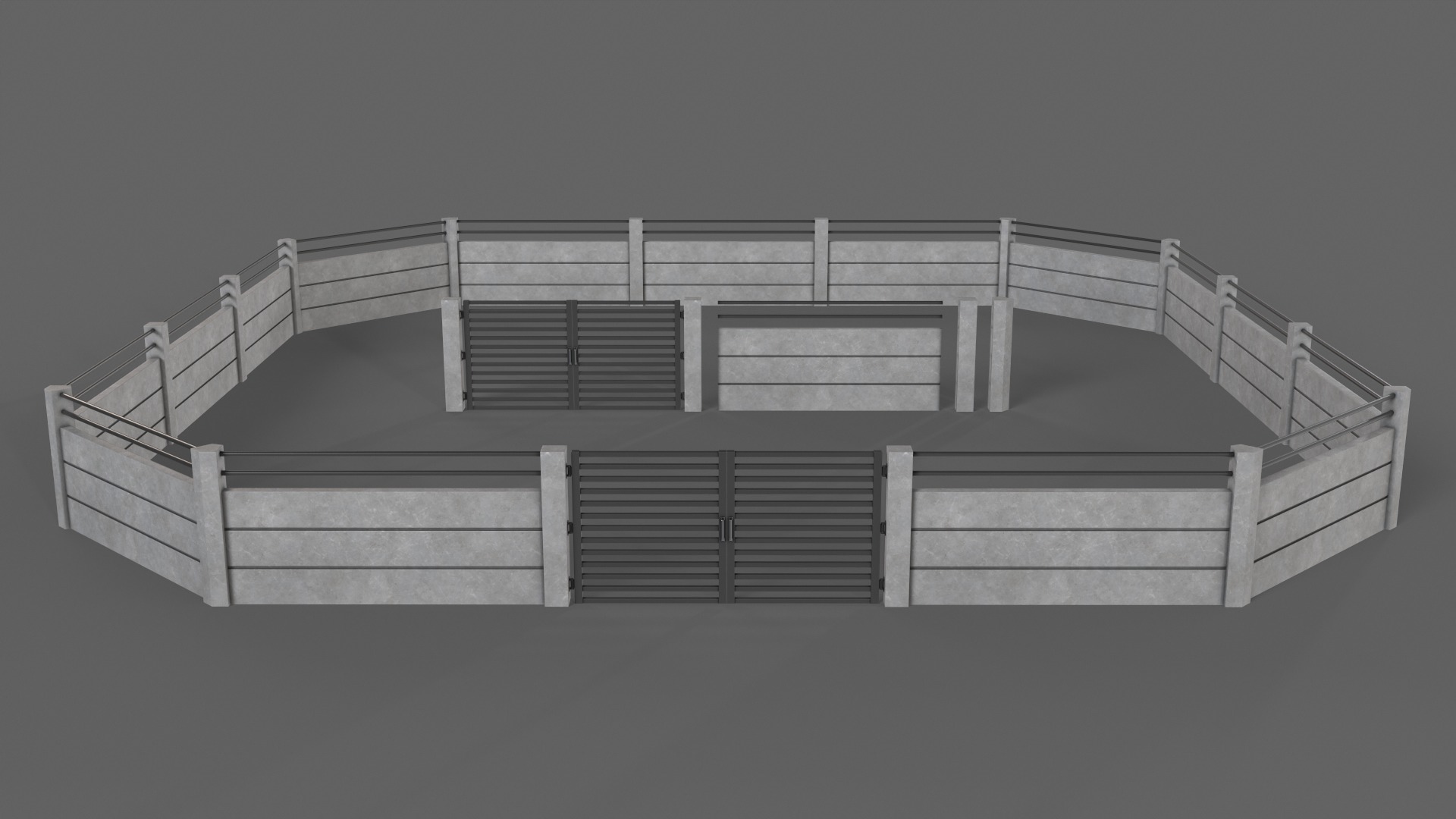 PBR Gate and Wall 4 Low-poly 3D model_3