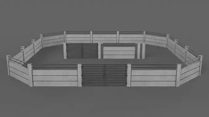 PBR Gate and Wall 4 Low-poly 3D model