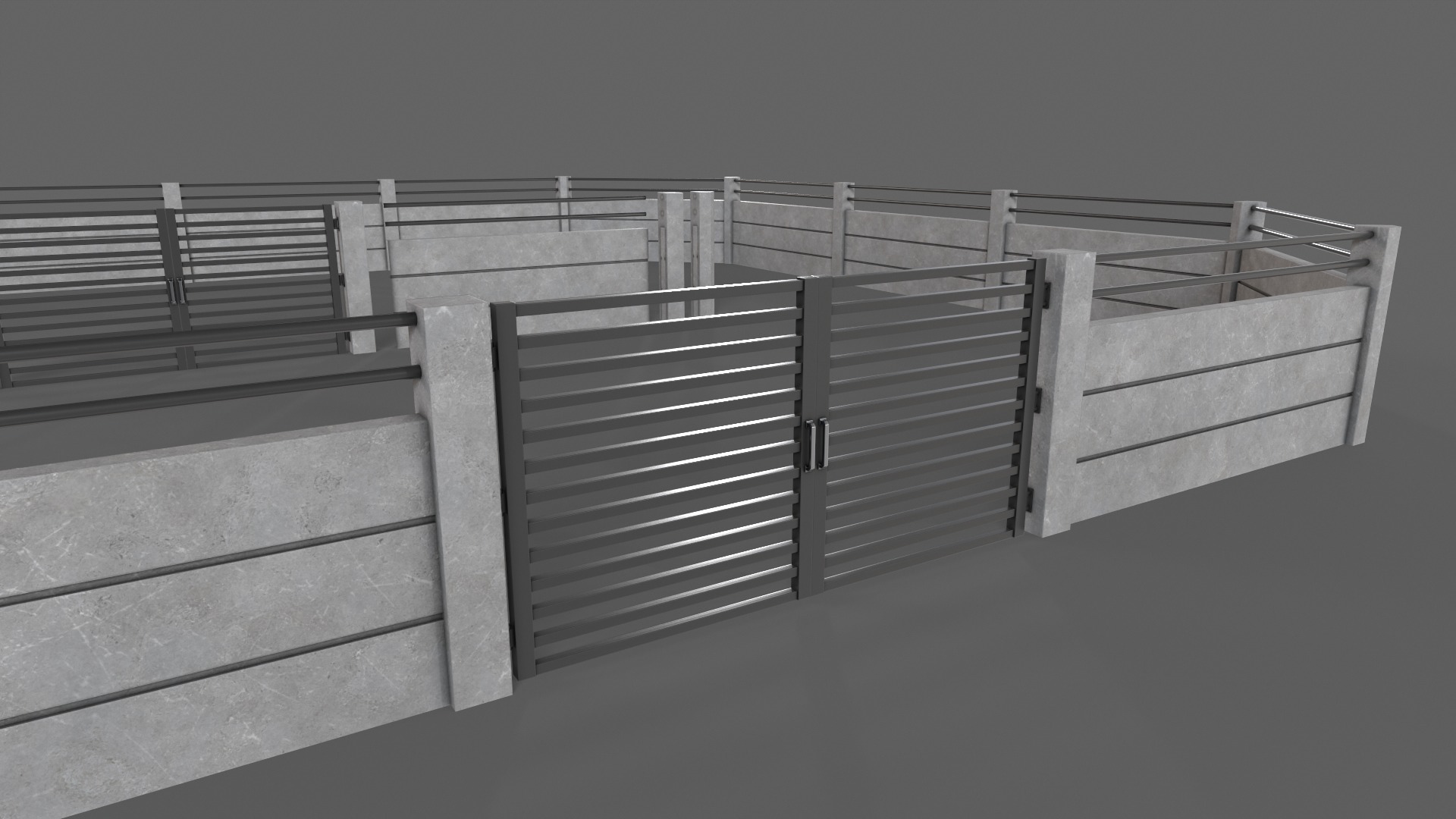 PBR Gate and Wall 4 Low-poly 3D model_9