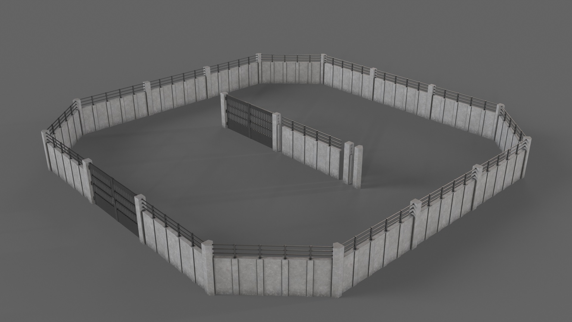 PBR Gate and Wall 5 Low-poly 3D model_7