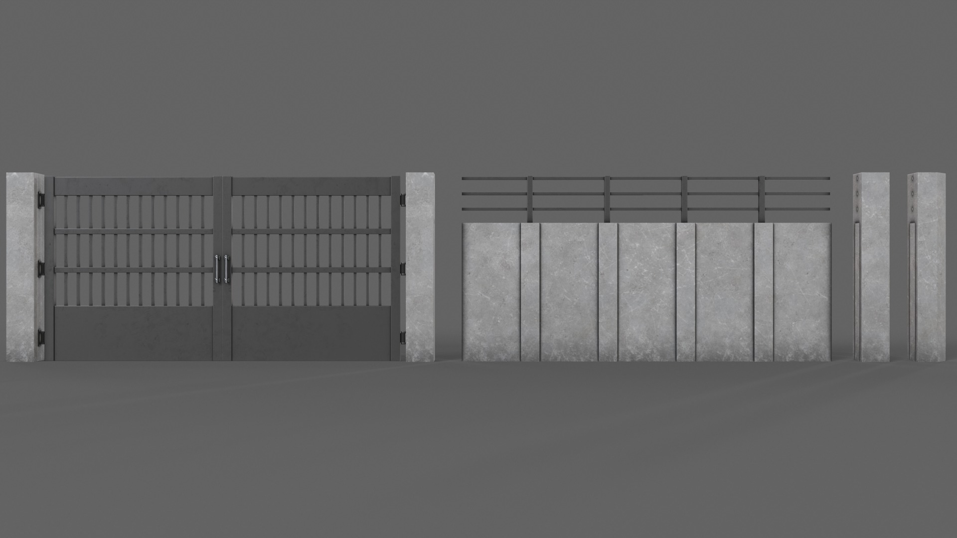 PBR Gate and Wall 5 Low-poly 3D model_13