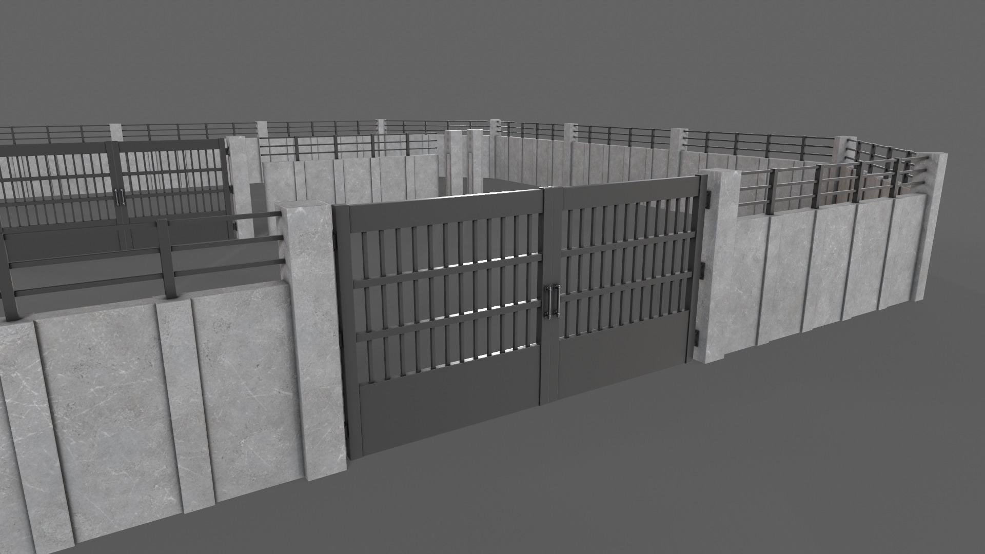 PBR Gate and Wall 5 Low-poly 3D model_9