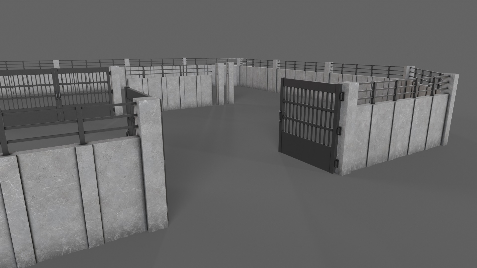 PBR Gate and Wall 5 Low-poly 3D model_11