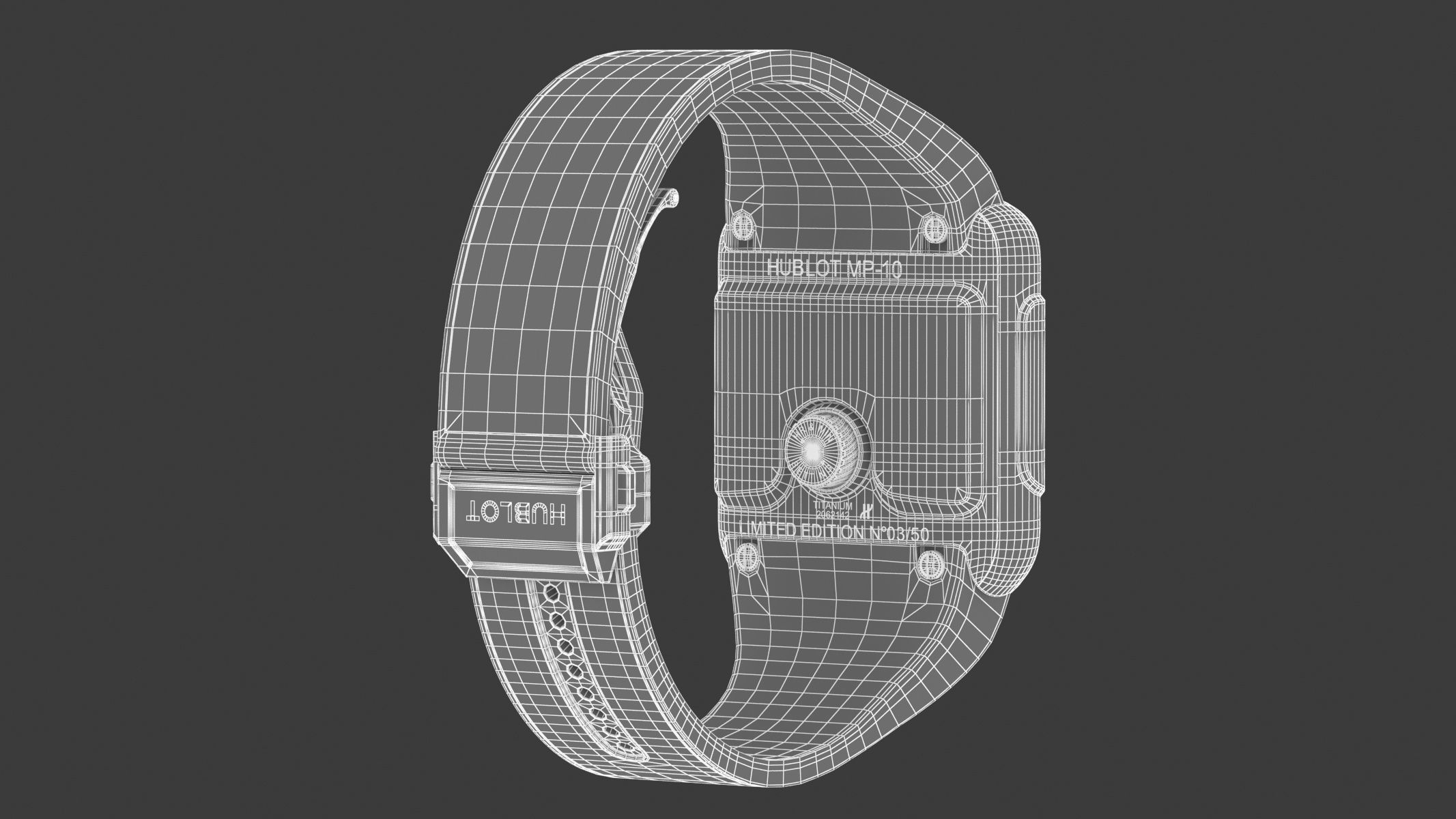 Hublot MP-10 Tourbillon Weight Energy System Titanium Watch 3D model_14