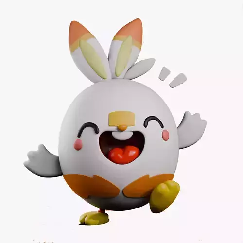 Cartoon Egg Character 3D Model - Funny Style
