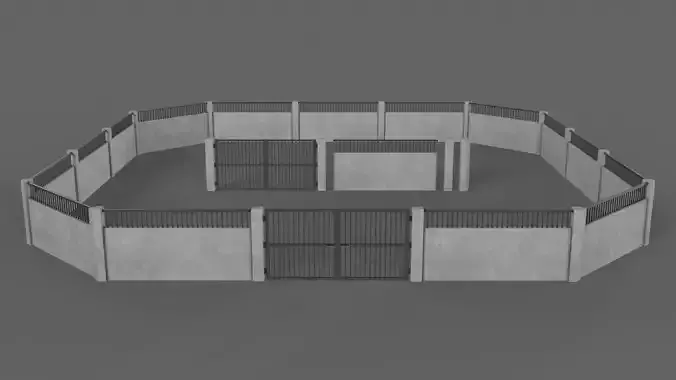 PBR Gate and Wall 6 Low-poly 3D model