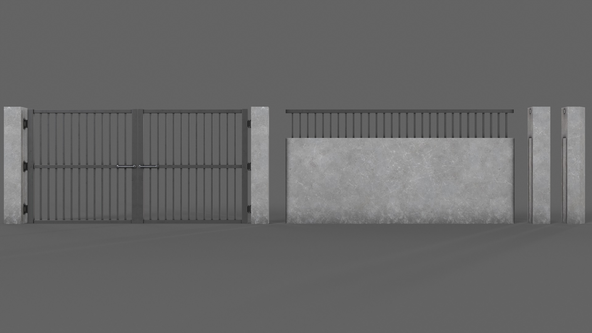 PBR Gate and Wall 6 Low-poly 3D model_13