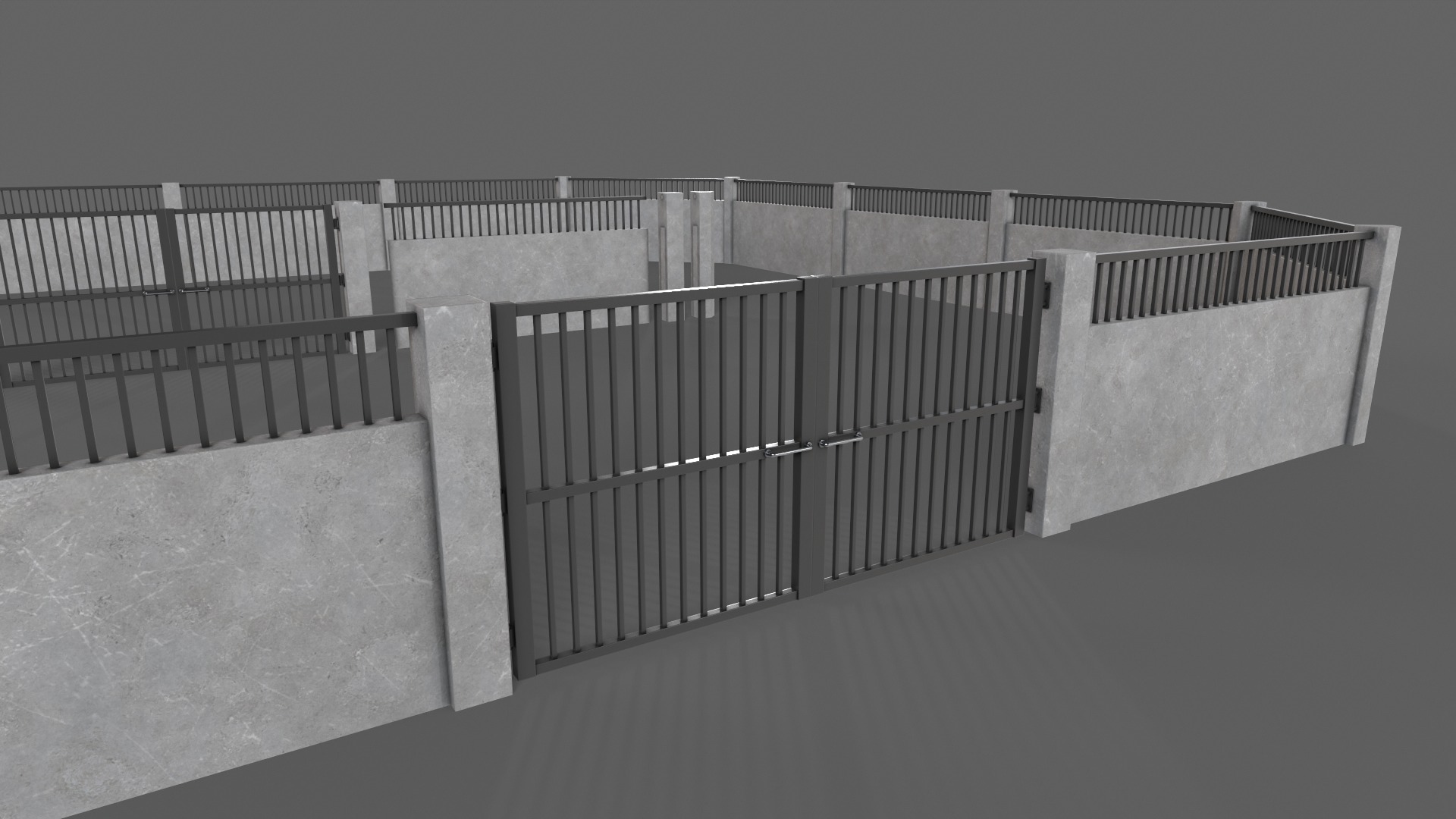 PBR Gate and Wall 6 Low-poly 3D model_9