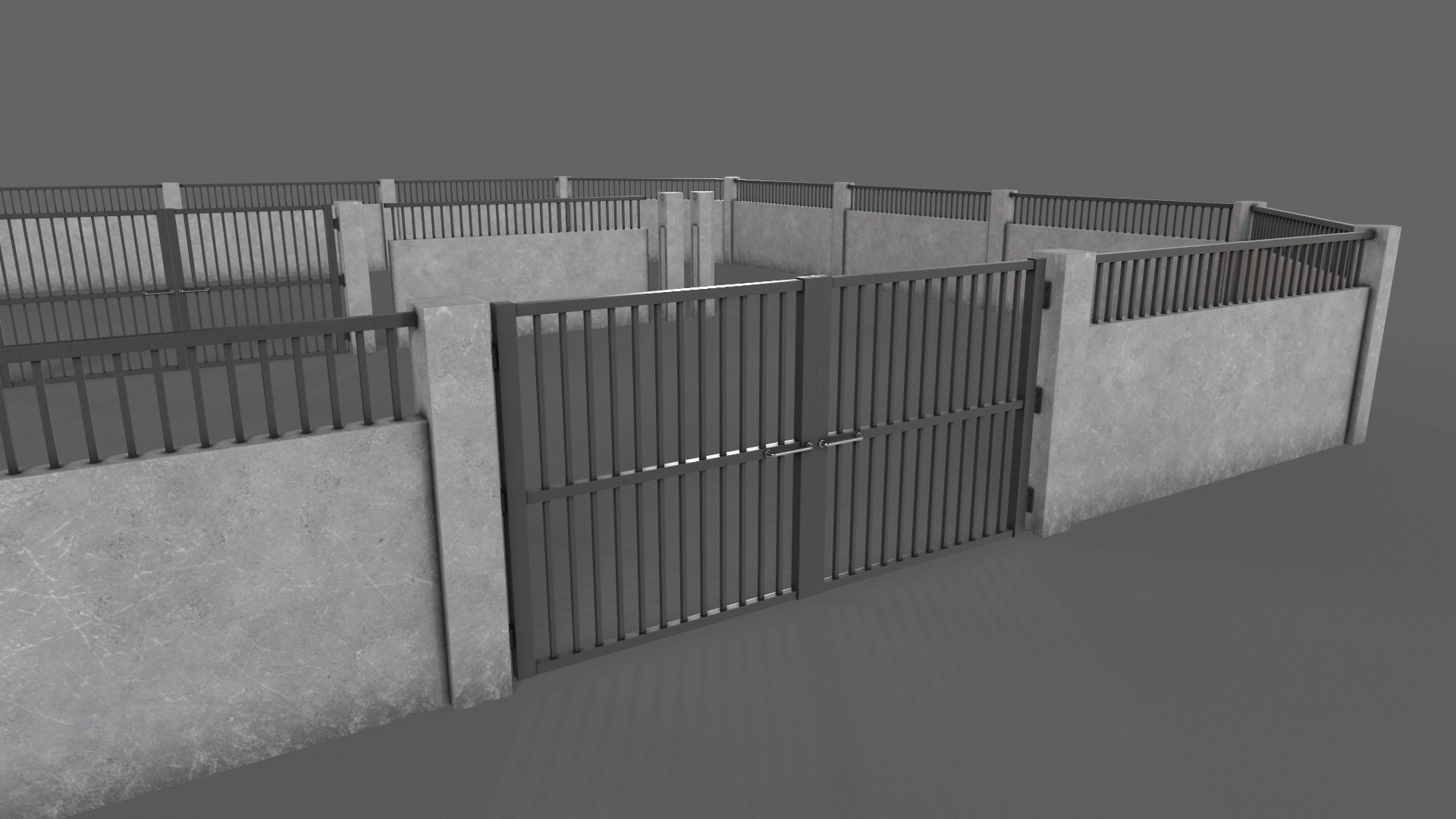 PBR Gate and Wall 6 Low-poly 3D model_10