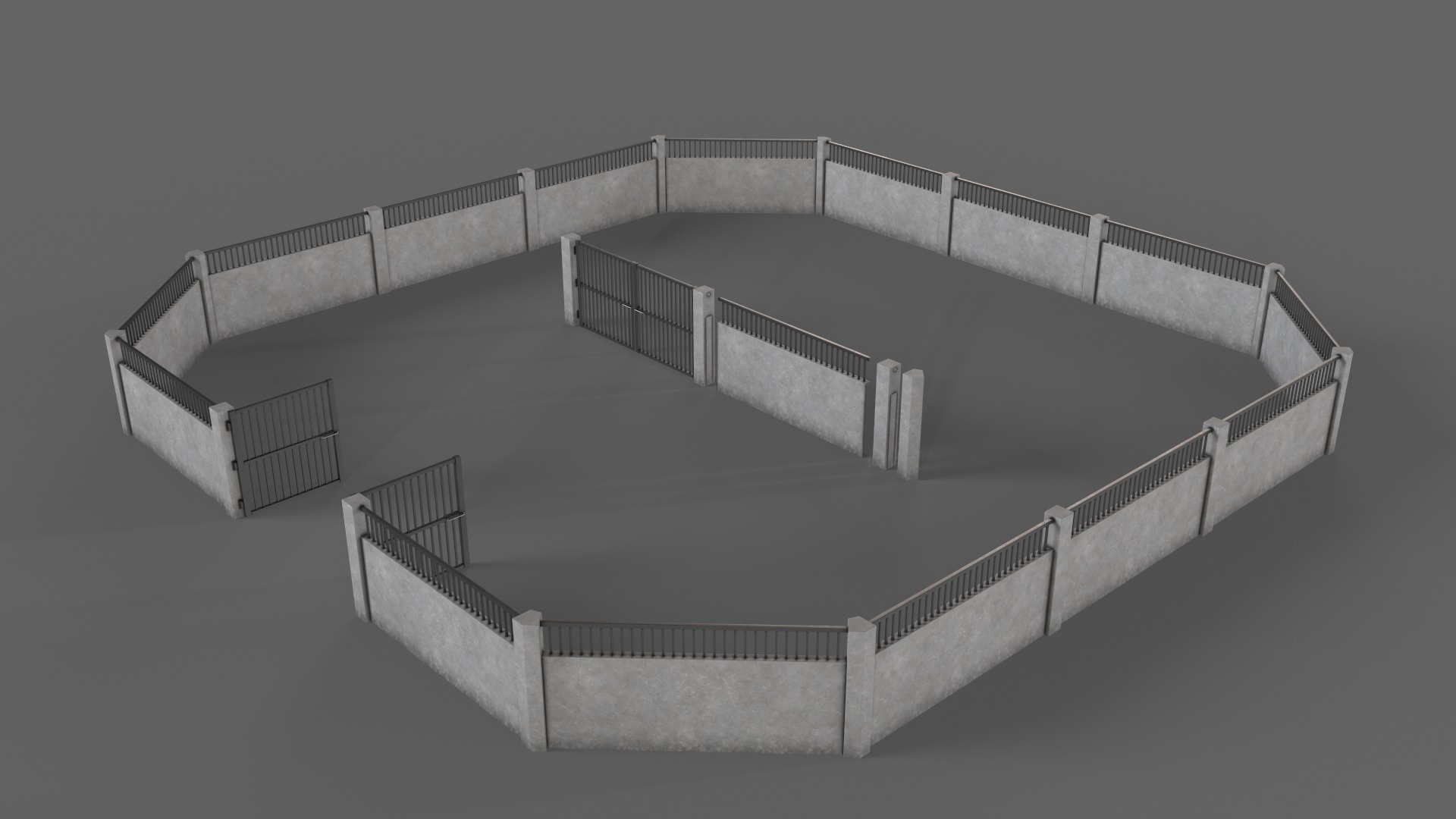 PBR Gate and Wall 6 Low-poly 3D model_8