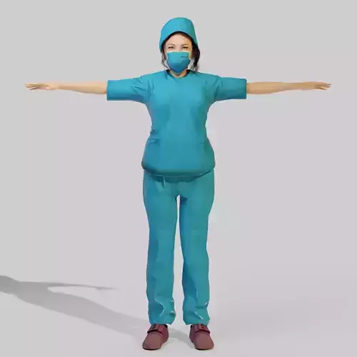 Female Surgeon Character - Medical Professional T-Pose