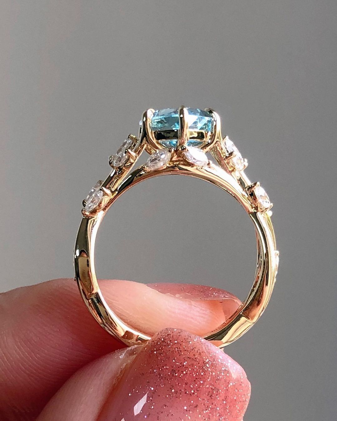 Engagement rings Cushion stone  3D print model_1