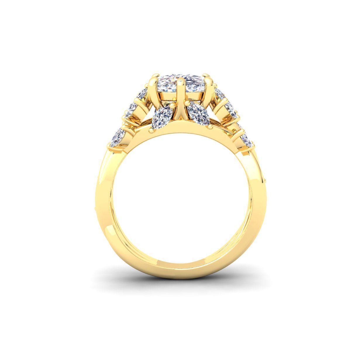 Engagement rings Cushion stone  3D print model_18
