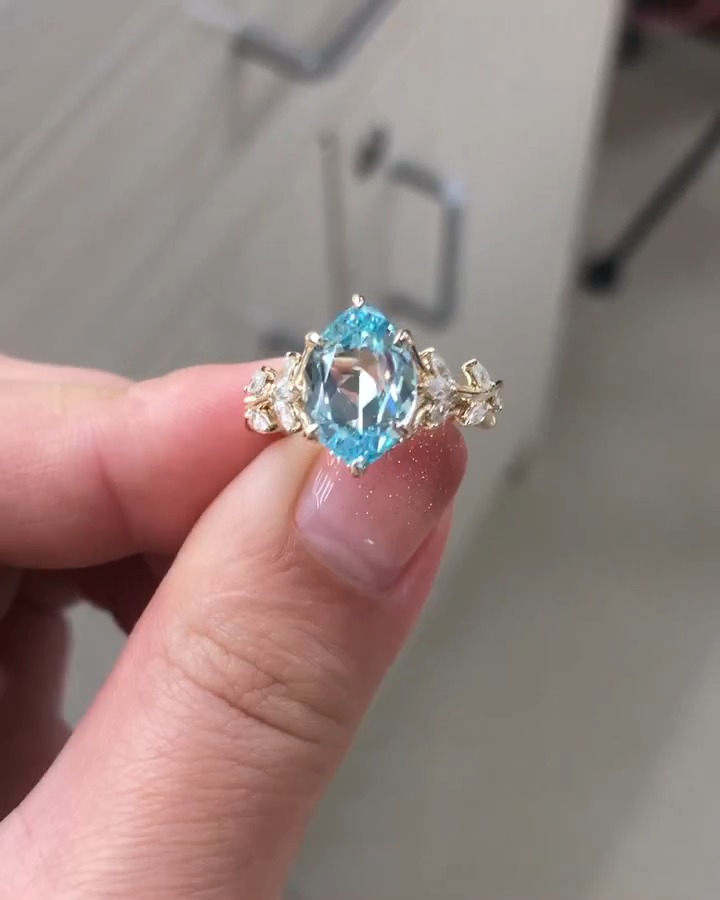 Engagement rings Cushion stone  3D print model_3