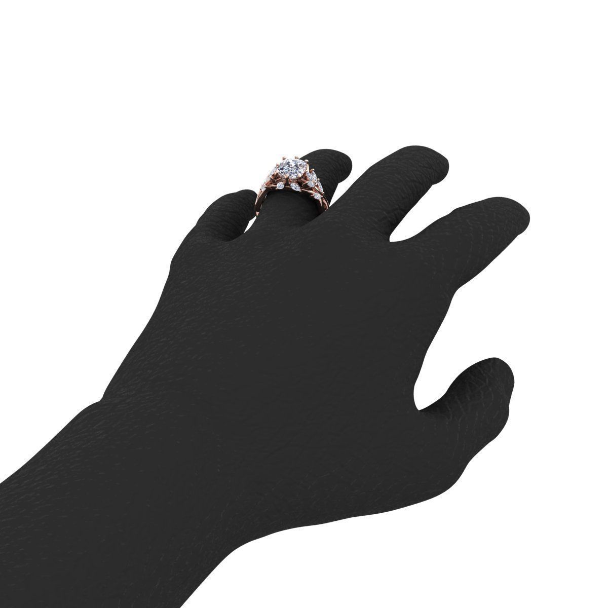 Engagement rings Cushion stone  3D print model_11