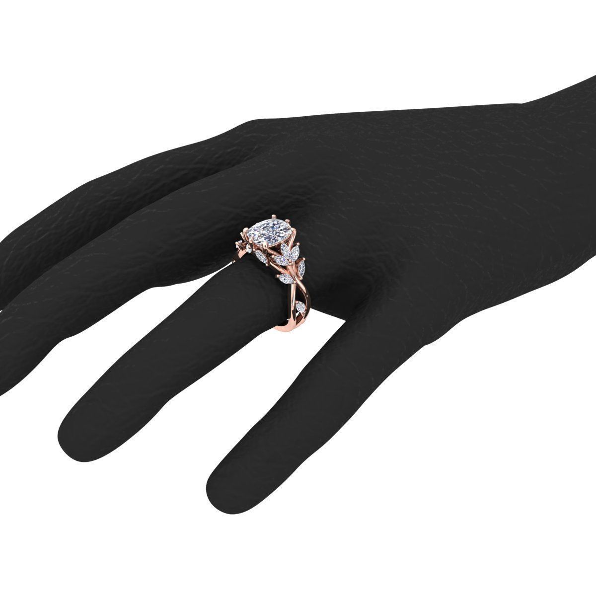 Engagement rings Cushion stone  3D print model_10