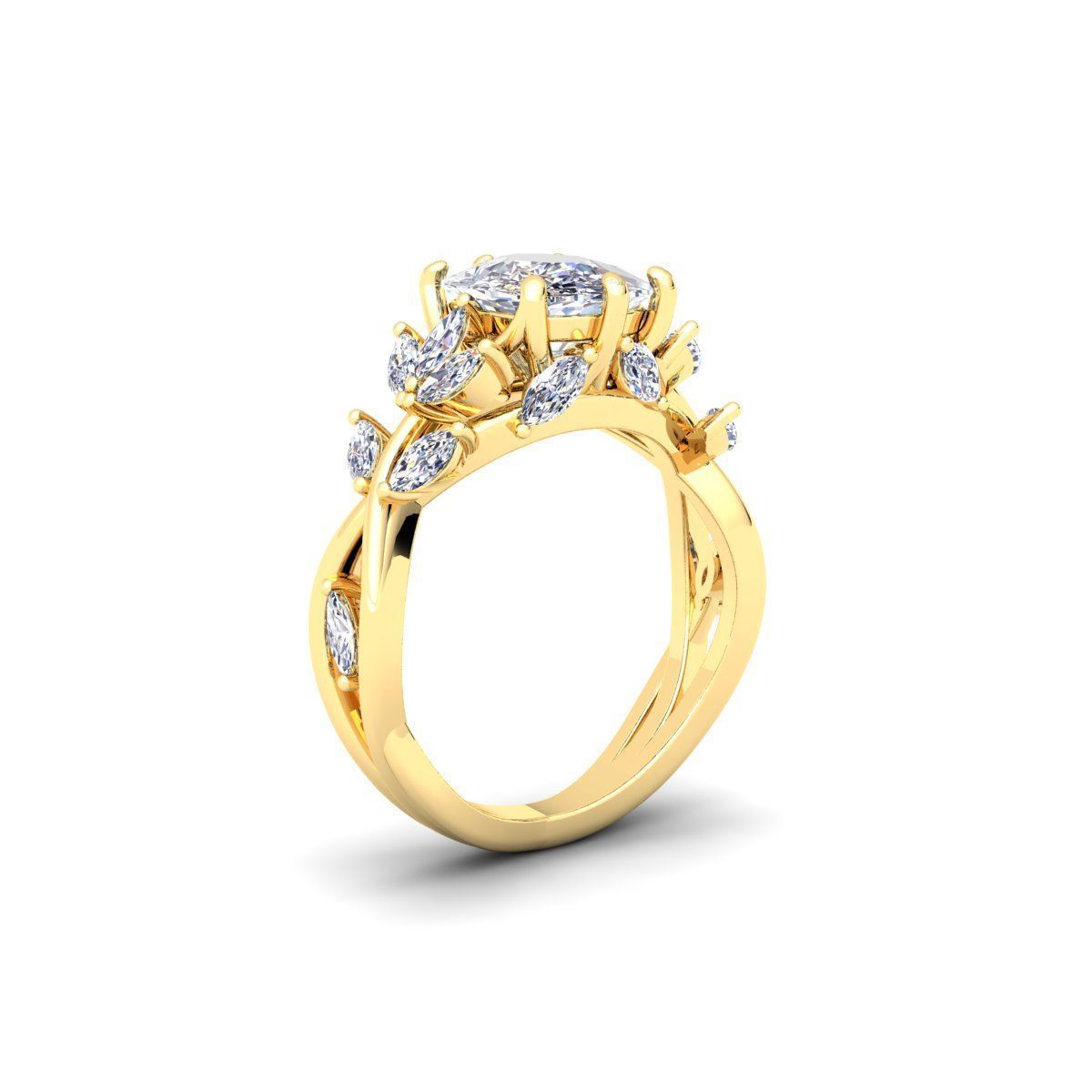 Engagement rings Cushion stone  3D print model_23