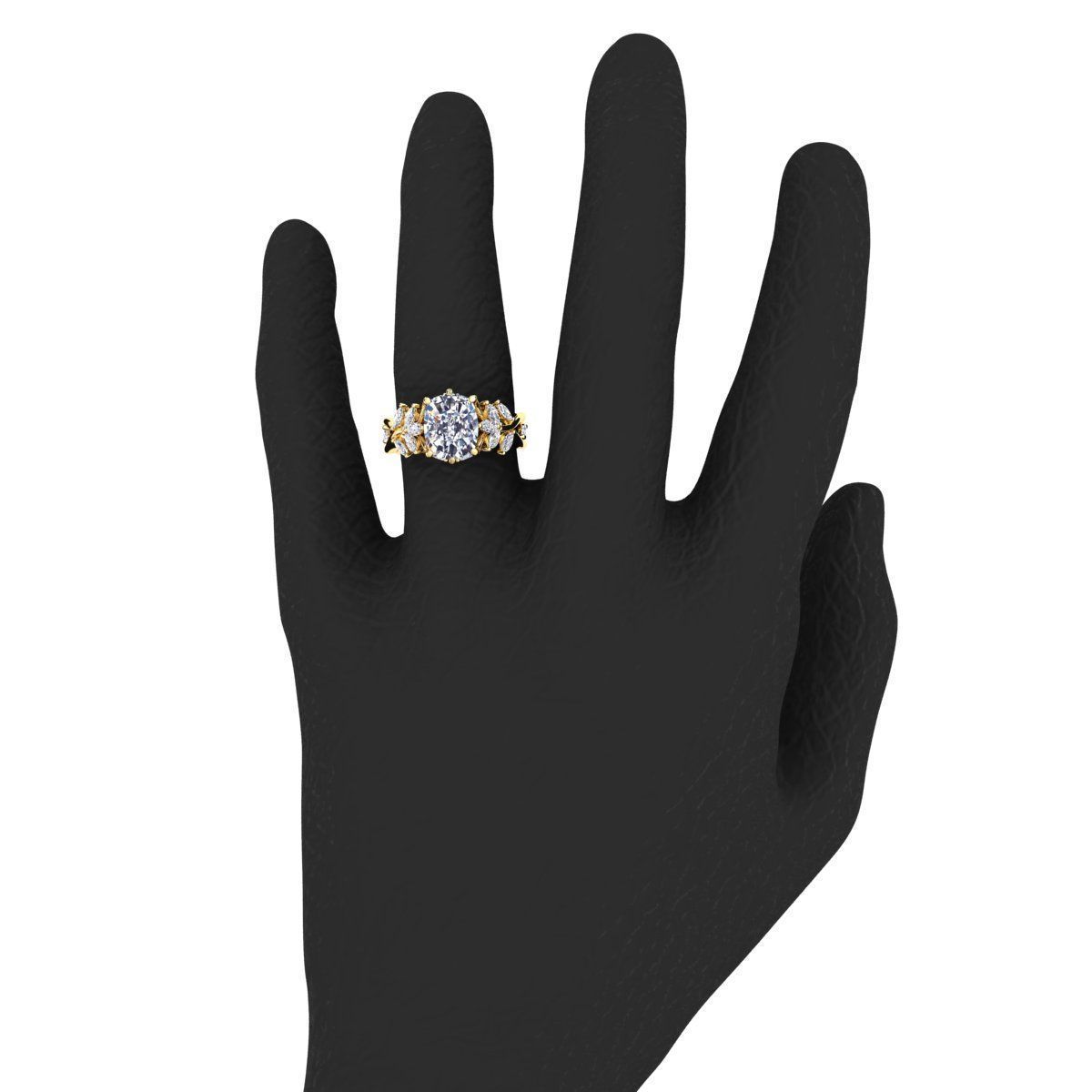 Engagement rings Cushion stone  3D print model_13