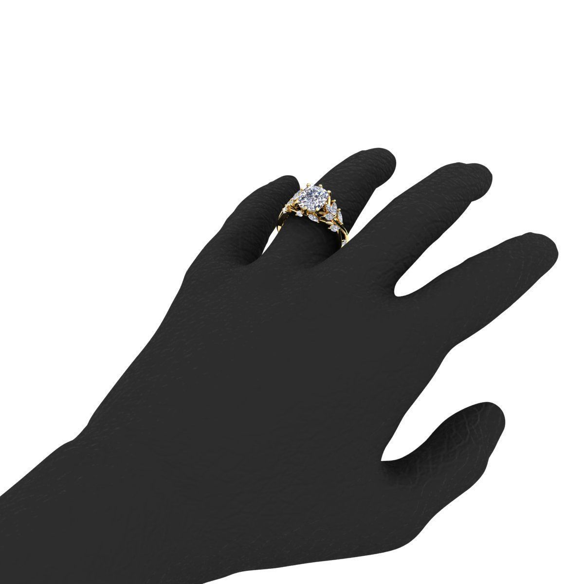 Engagement rings Cushion stone  3D print model_8