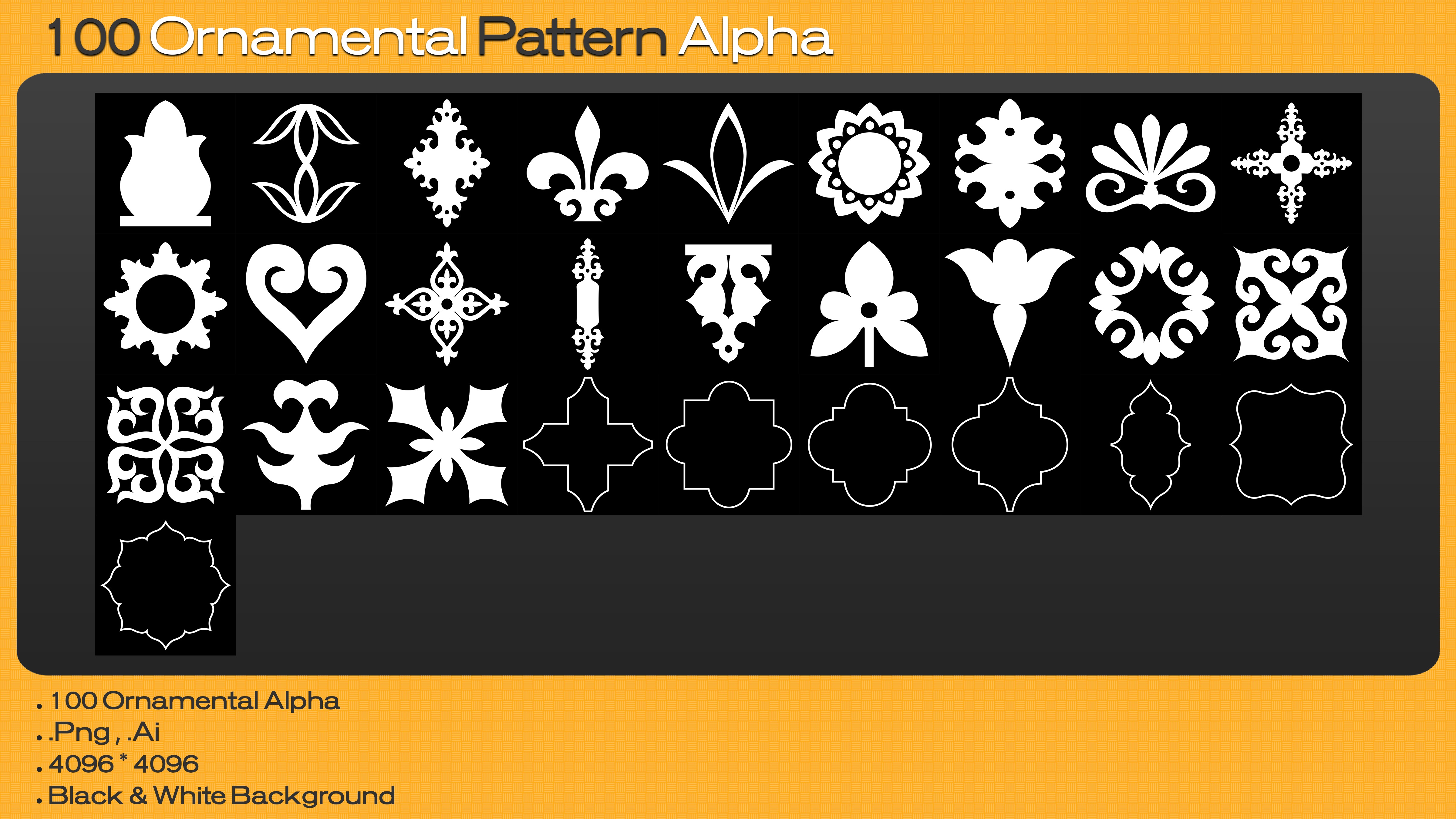 100 Ornamental Pattern 4K Alpha Texture_3