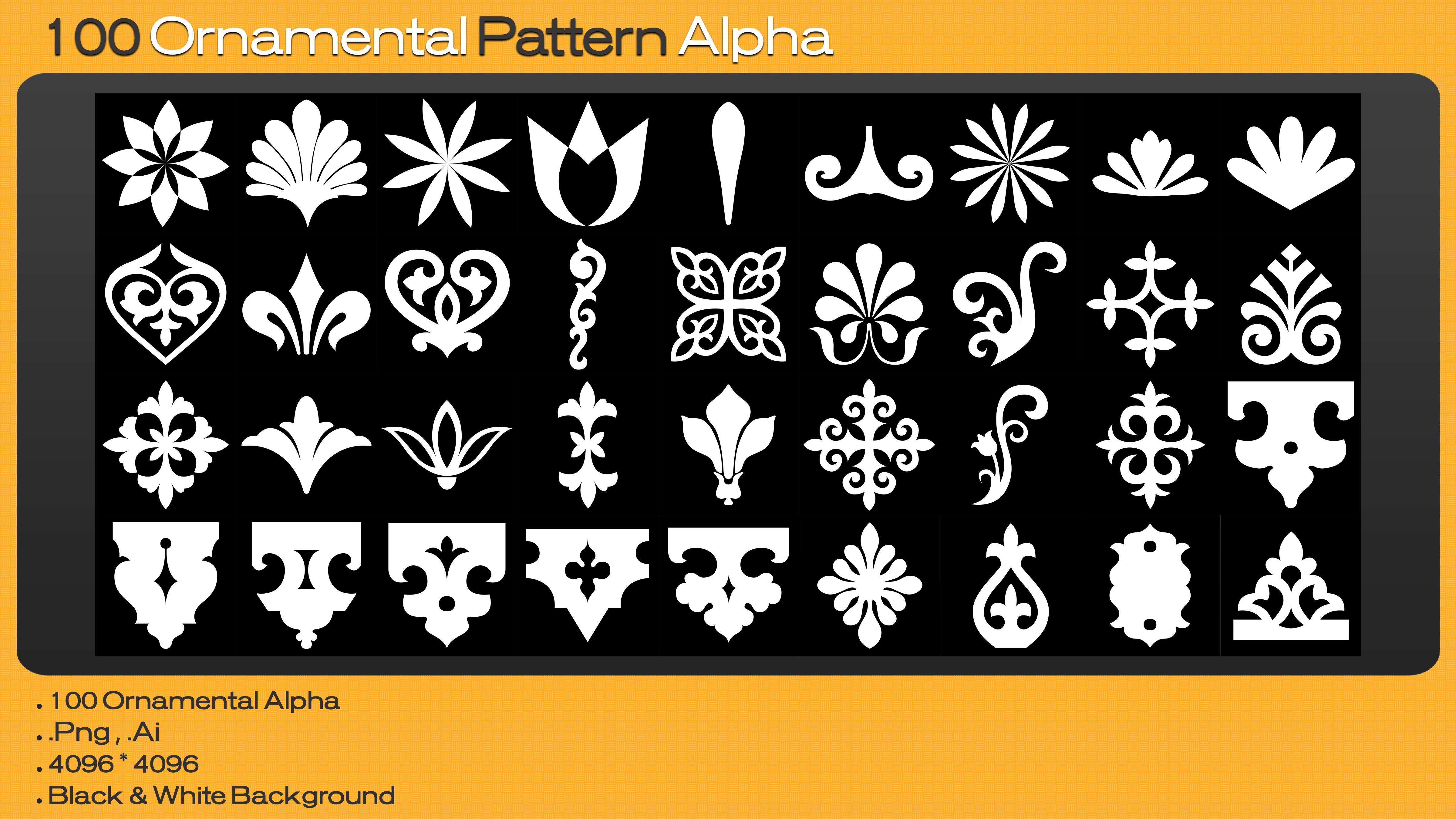 100 Ornamental Pattern 4K Alpha Texture_2