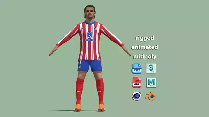 T-Pose Antoine Griezmann Atletico Madrid 24-25 3D model