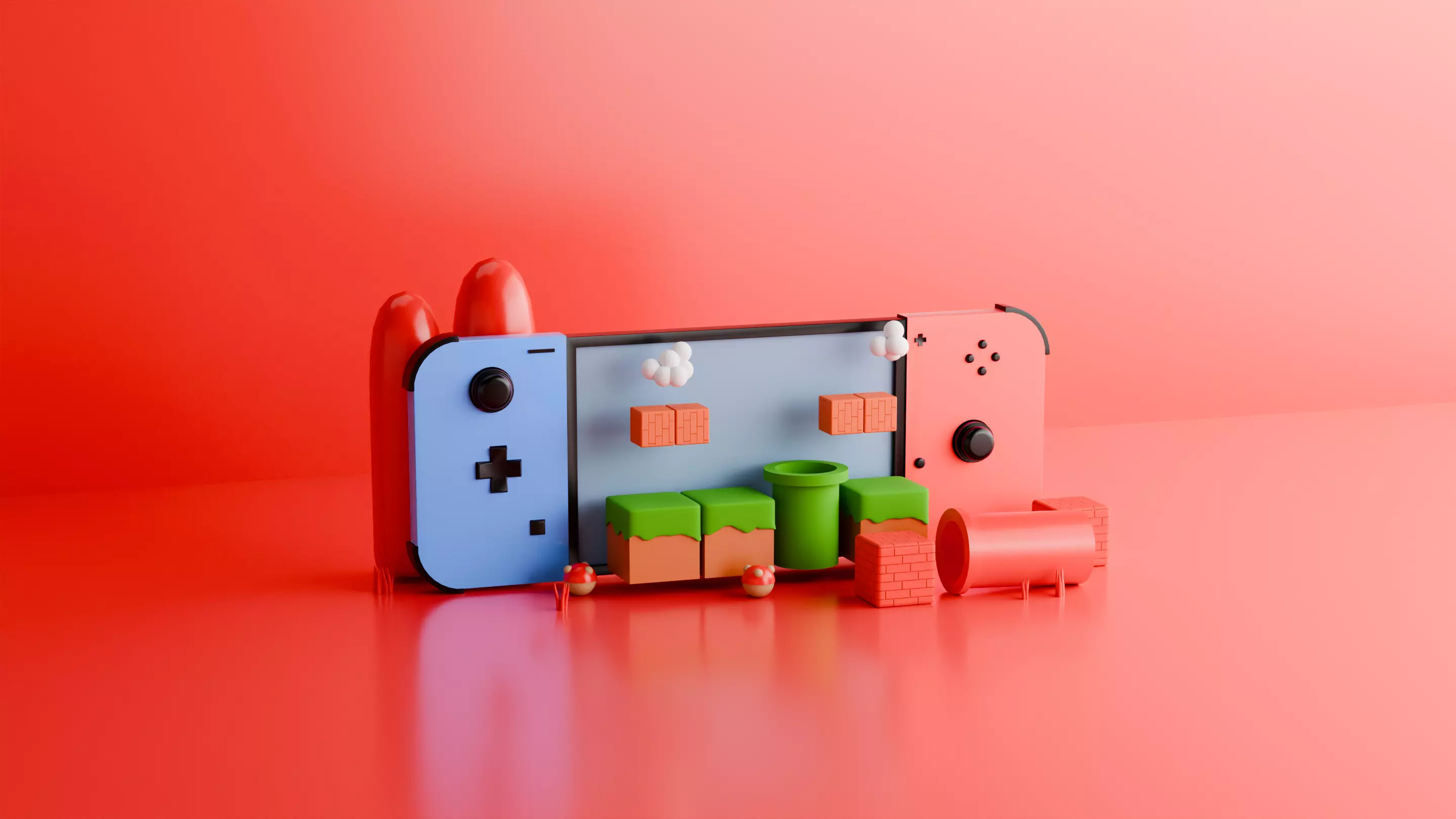 Nintendo Switch with Super Mario 3D Scene Model Free 3D model