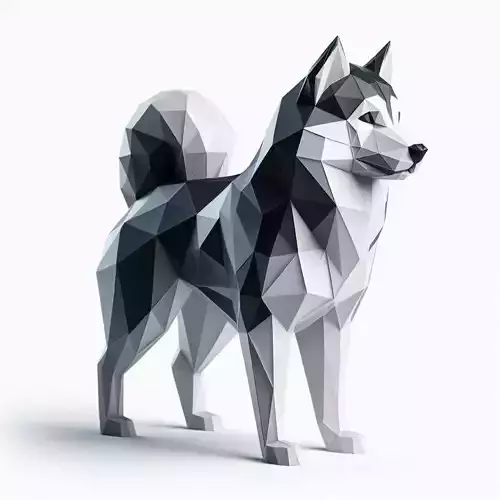 Low Poly Husky Dog 3D model