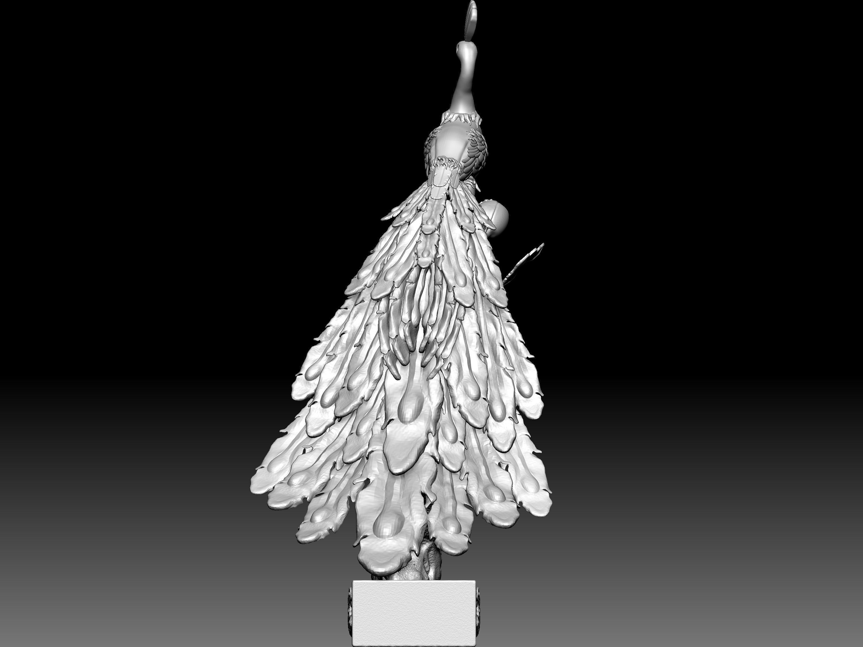 Peacock and Flowers 3D model_3