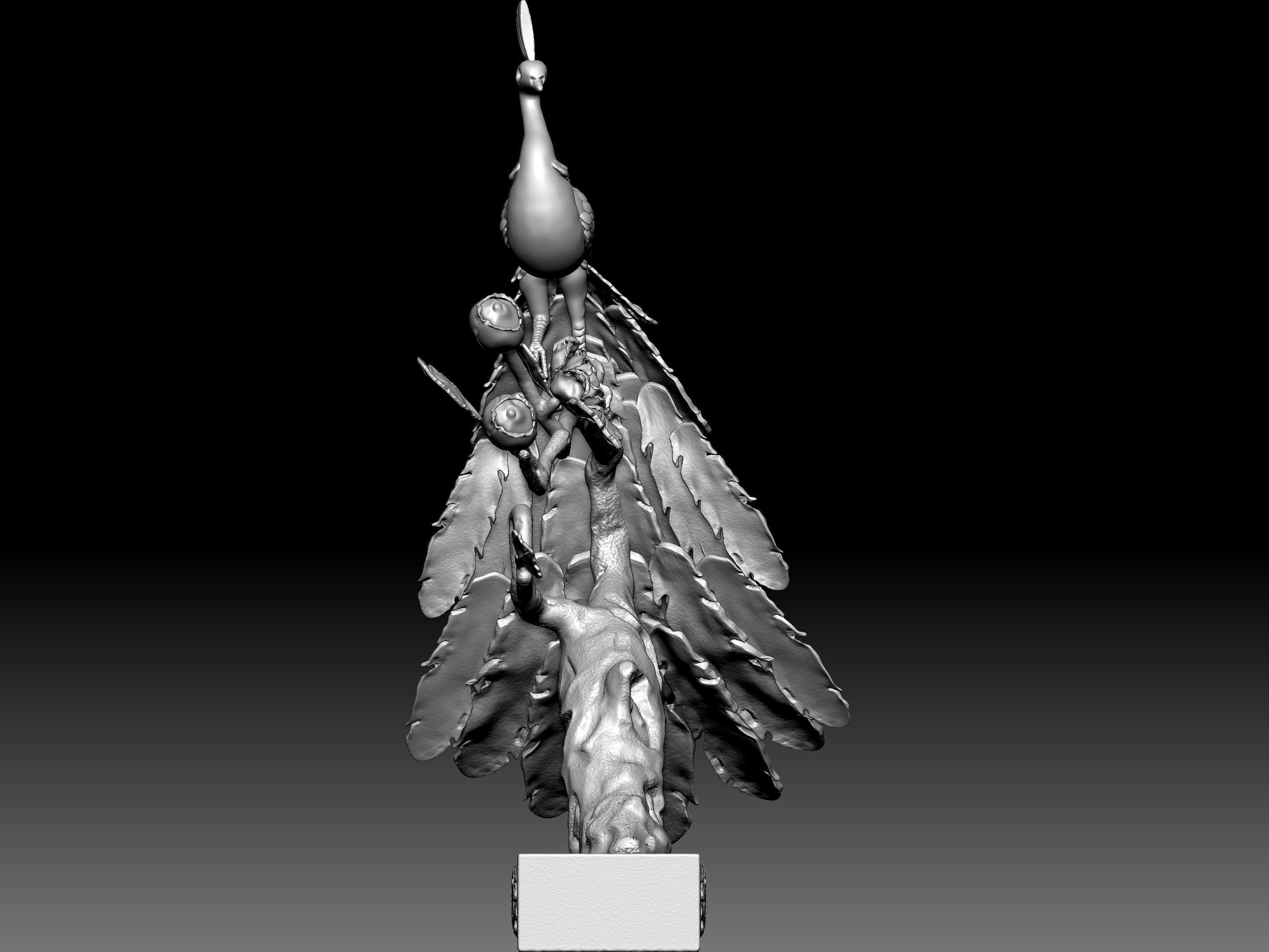 Peacock and Flowers 3D model_6