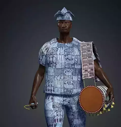 Yoruba drummer onilu iya ilu mother of drum gangan 3D model