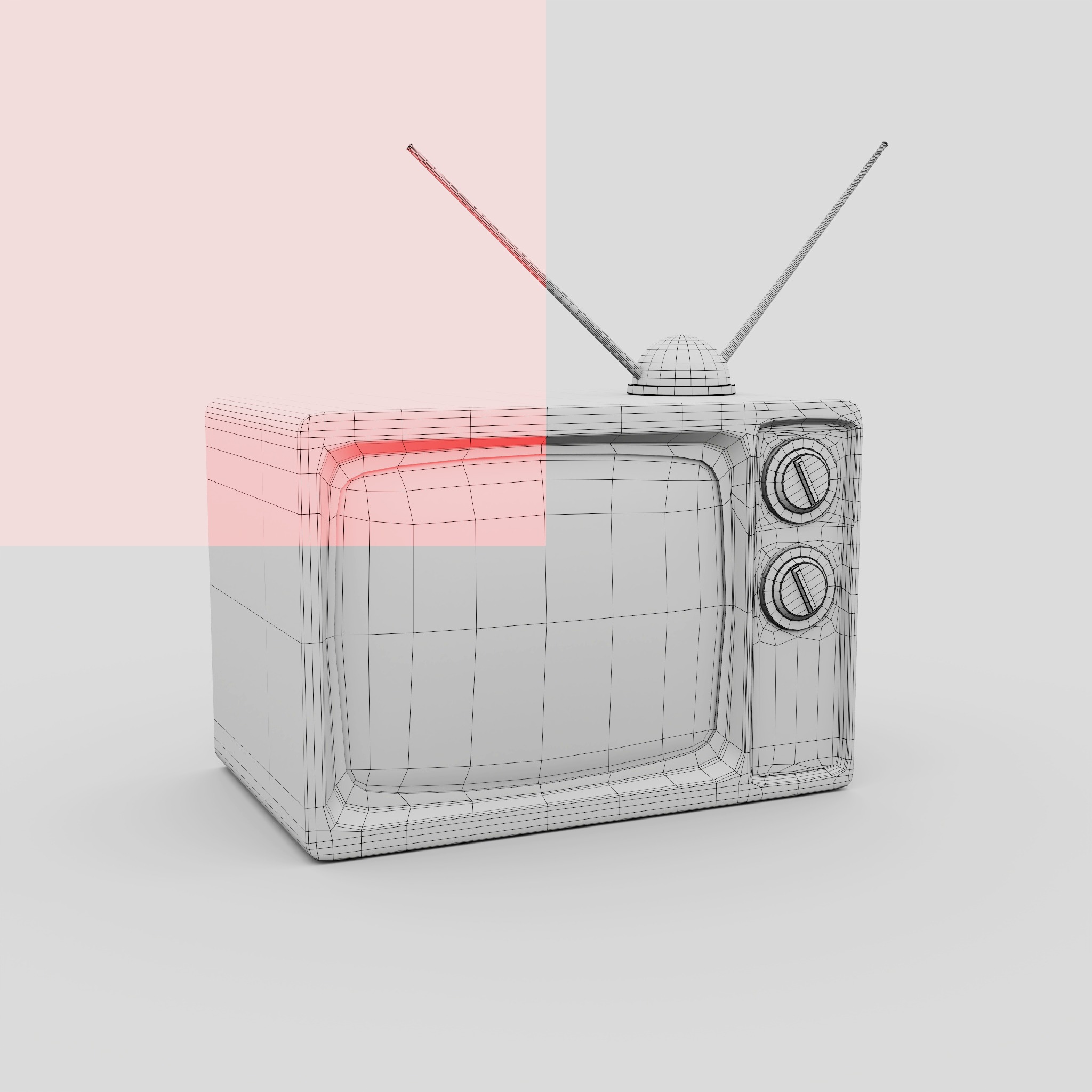 Old TV Low-poly 3D model_3