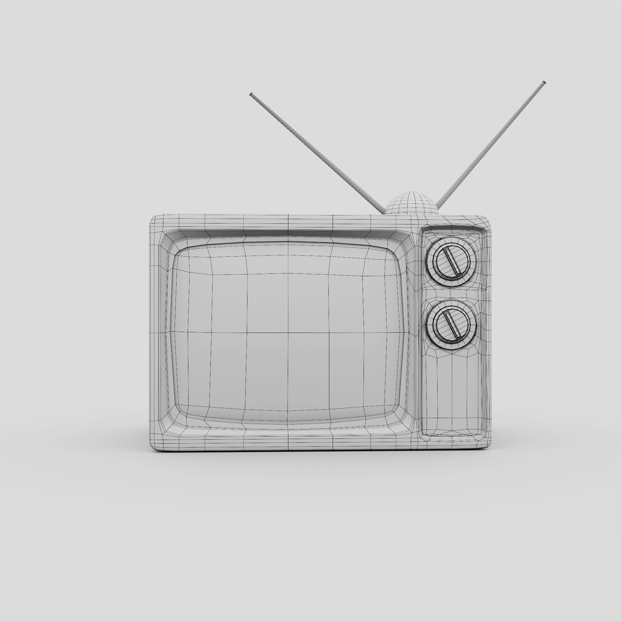 Old TV Low-poly 3D model_5