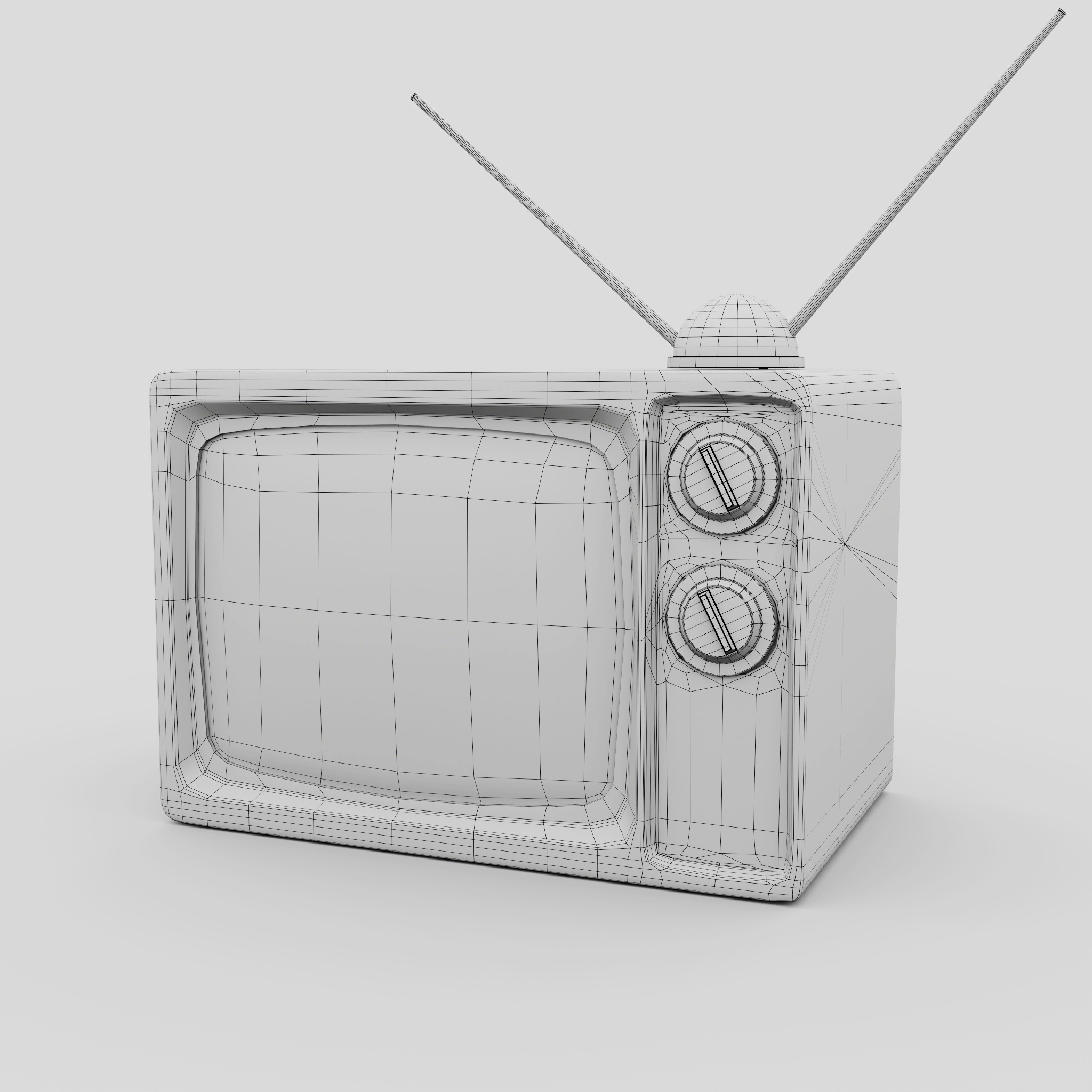 Old TV Low-poly 3D model_4