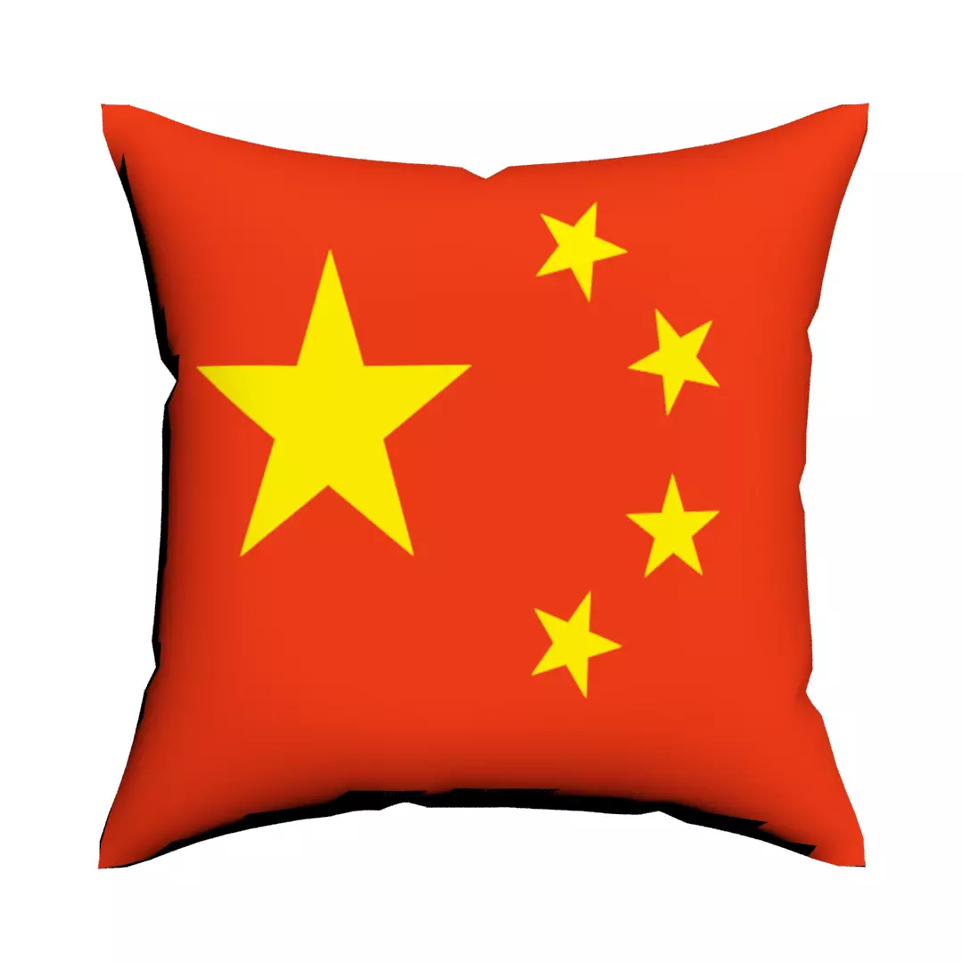 China Flag on Luxury Square cotton Pillow 3D model