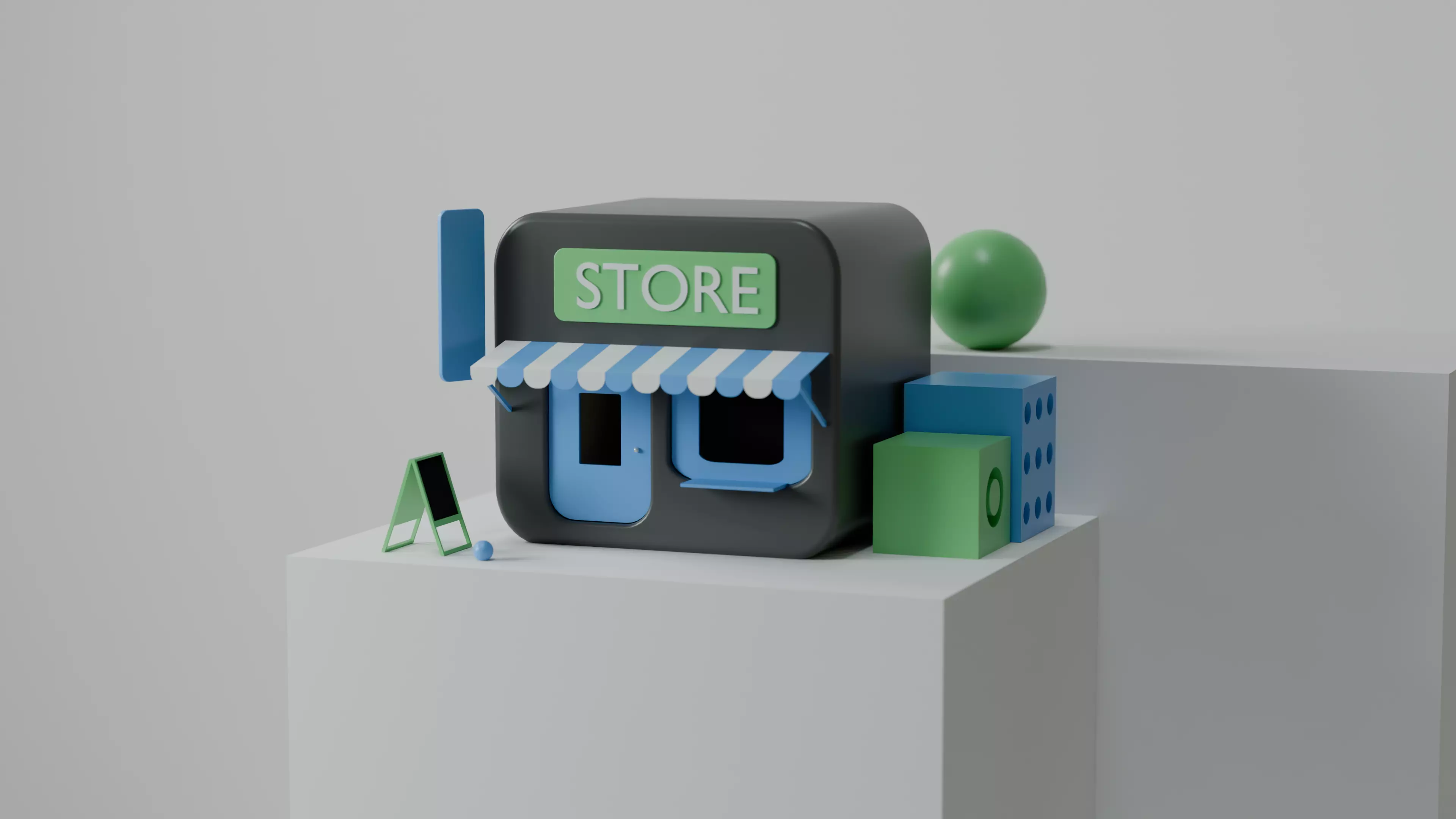 Small Store Scene 3D Free low-poly 3D model