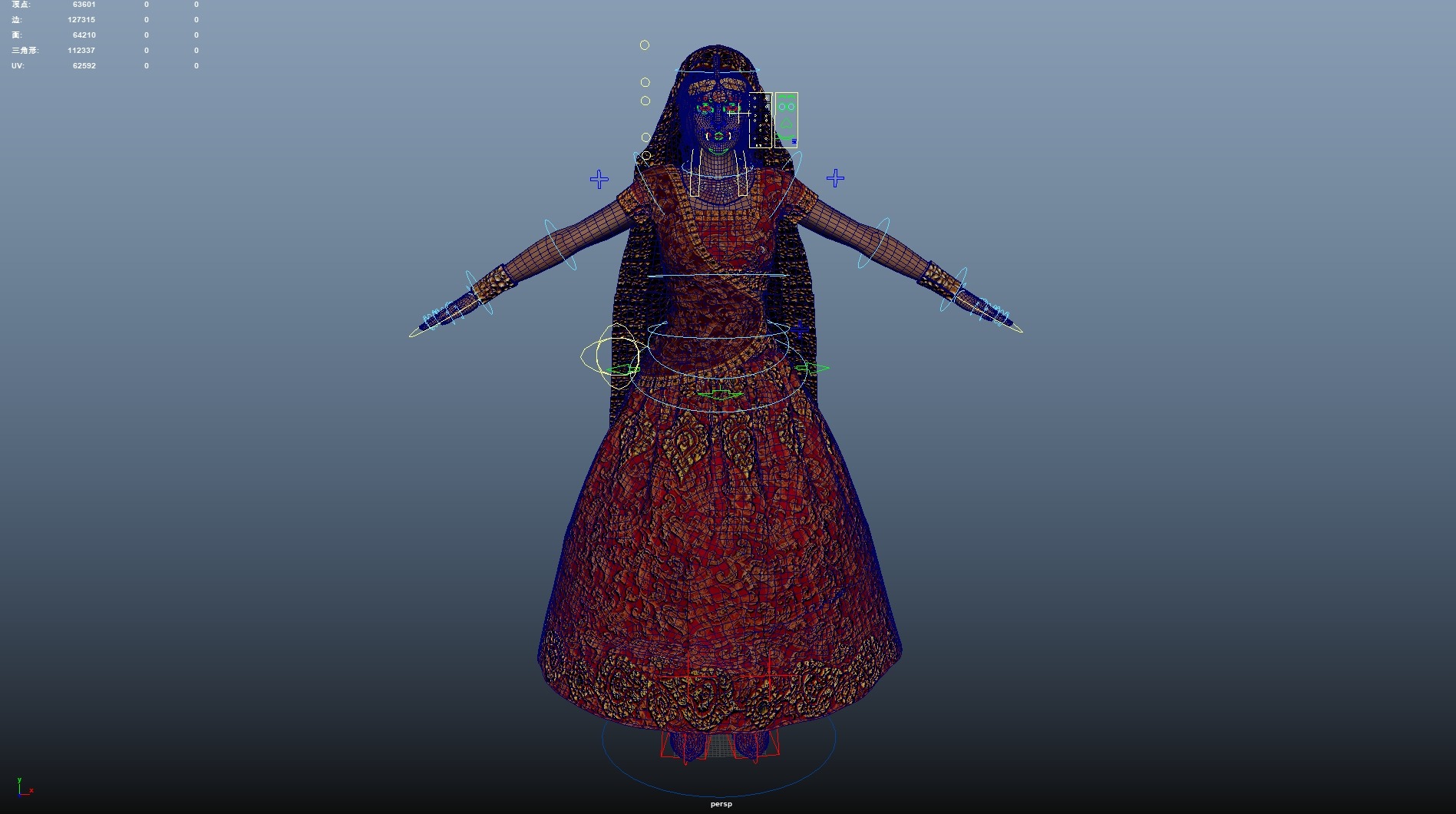 Indian couple Rigged Low-poly 3D model_33