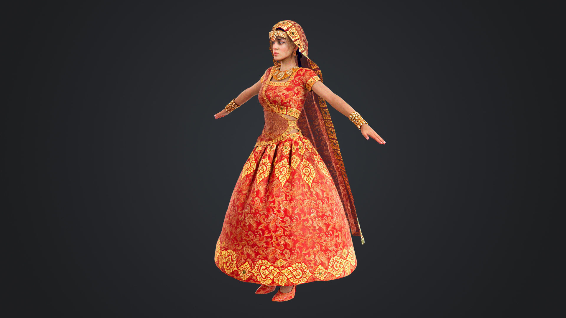 Indian couple Rigged Low-poly 3D model_19