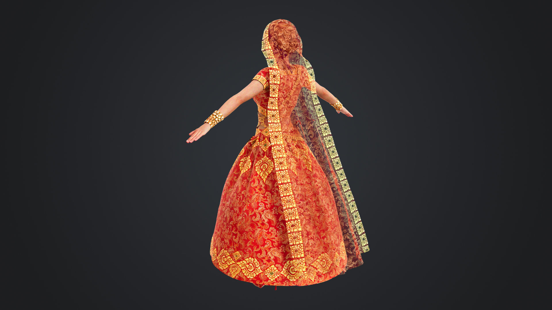 Indian couple Rigged Low-poly 3D model_21