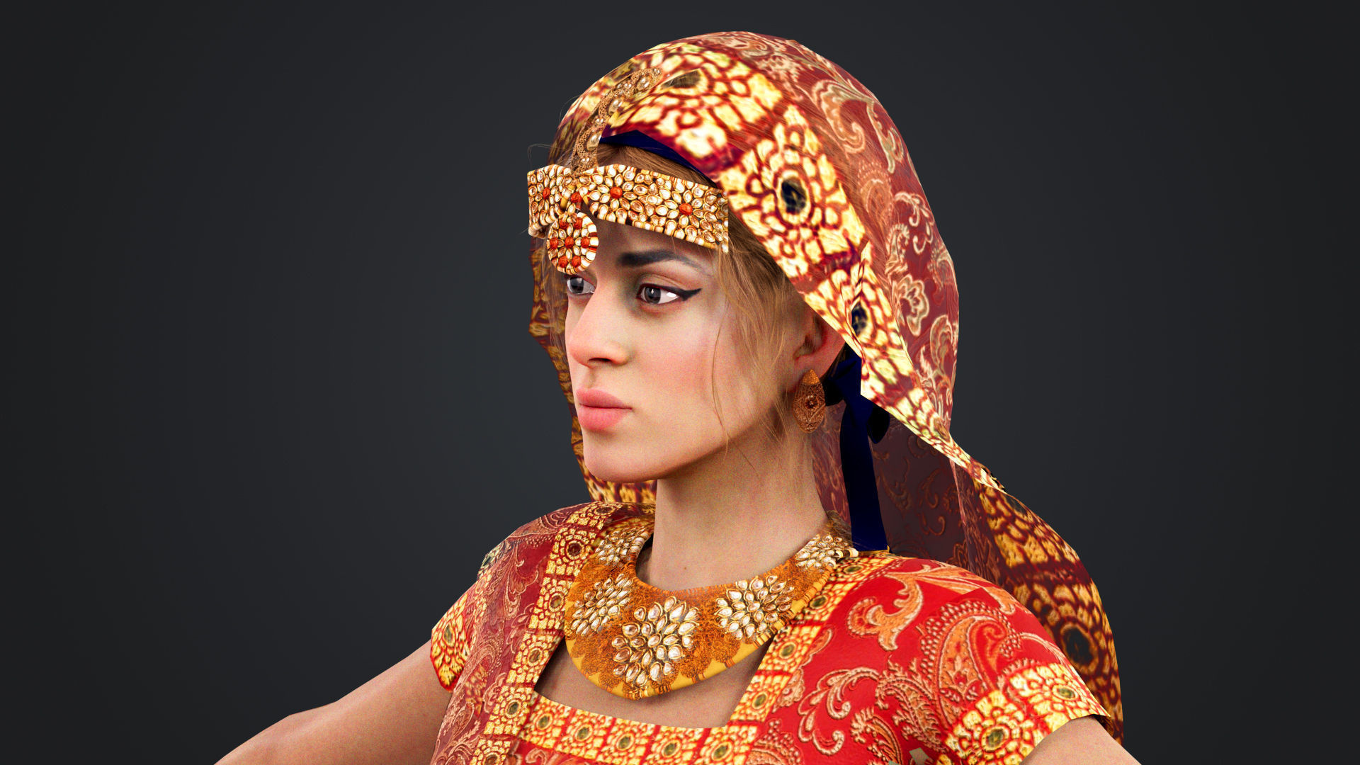 Indian couple Rigged Low-poly 3D model_24