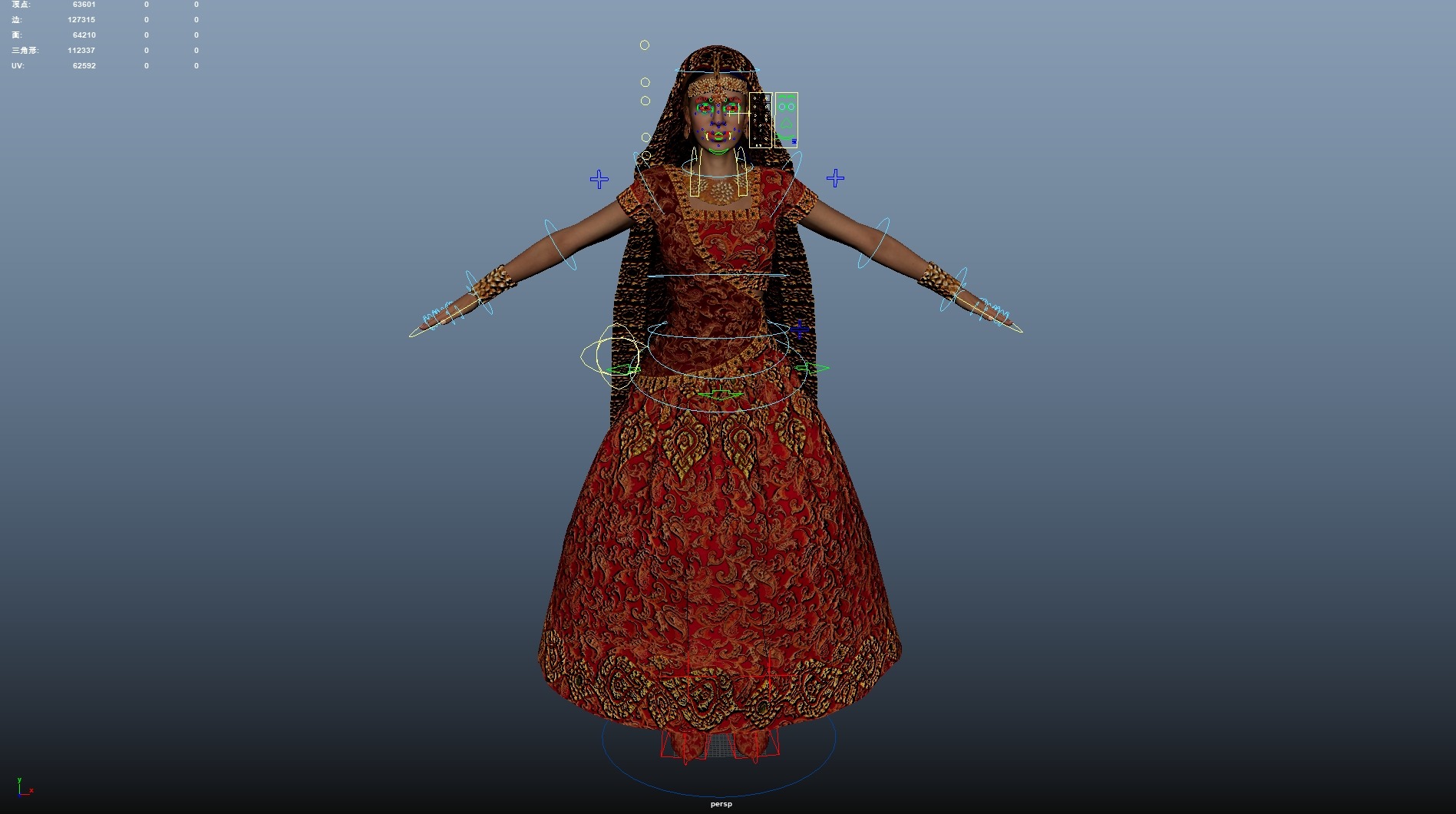 Indian couple Rigged Low-poly 3D model_32
