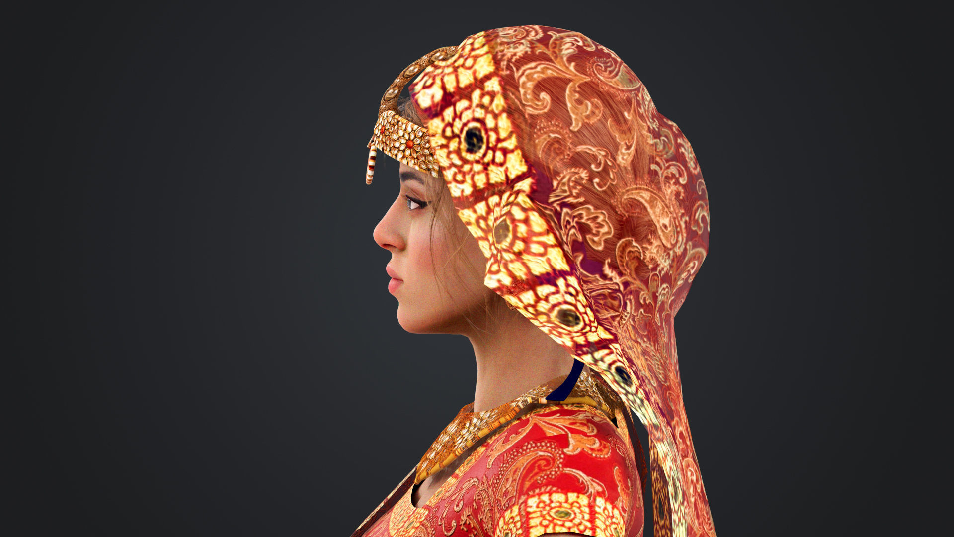 Indian couple Rigged Low-poly 3D model_25