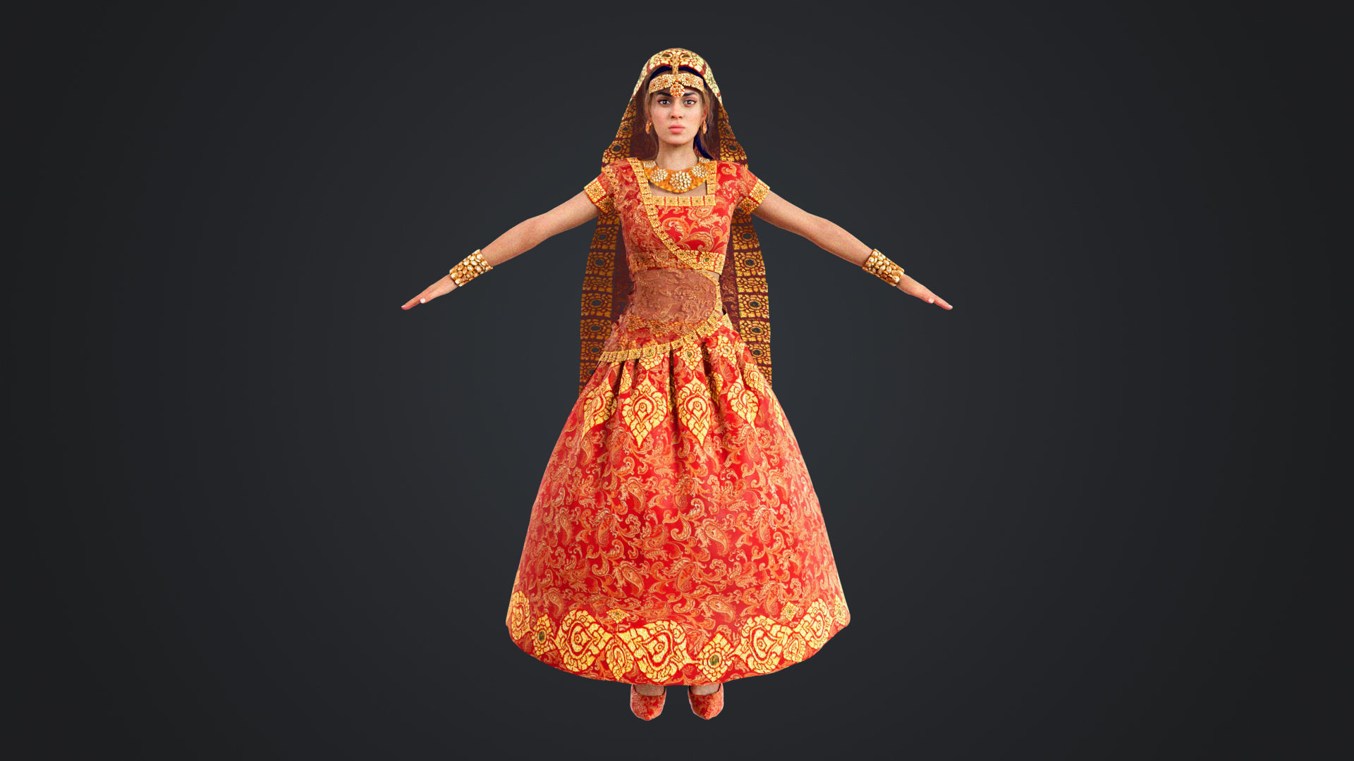 Indian couple Rigged Low-poly 3D model_18