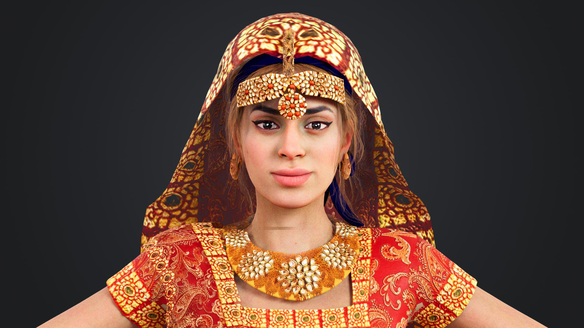 Indian couple Rigged Low-poly 3D model_31