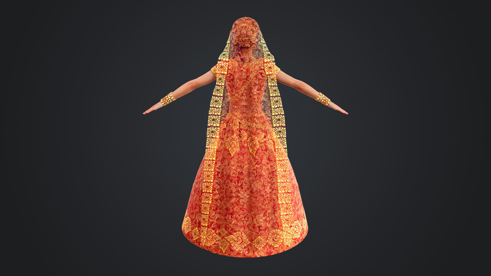 Indian couple Rigged Low-poly 3D model_22