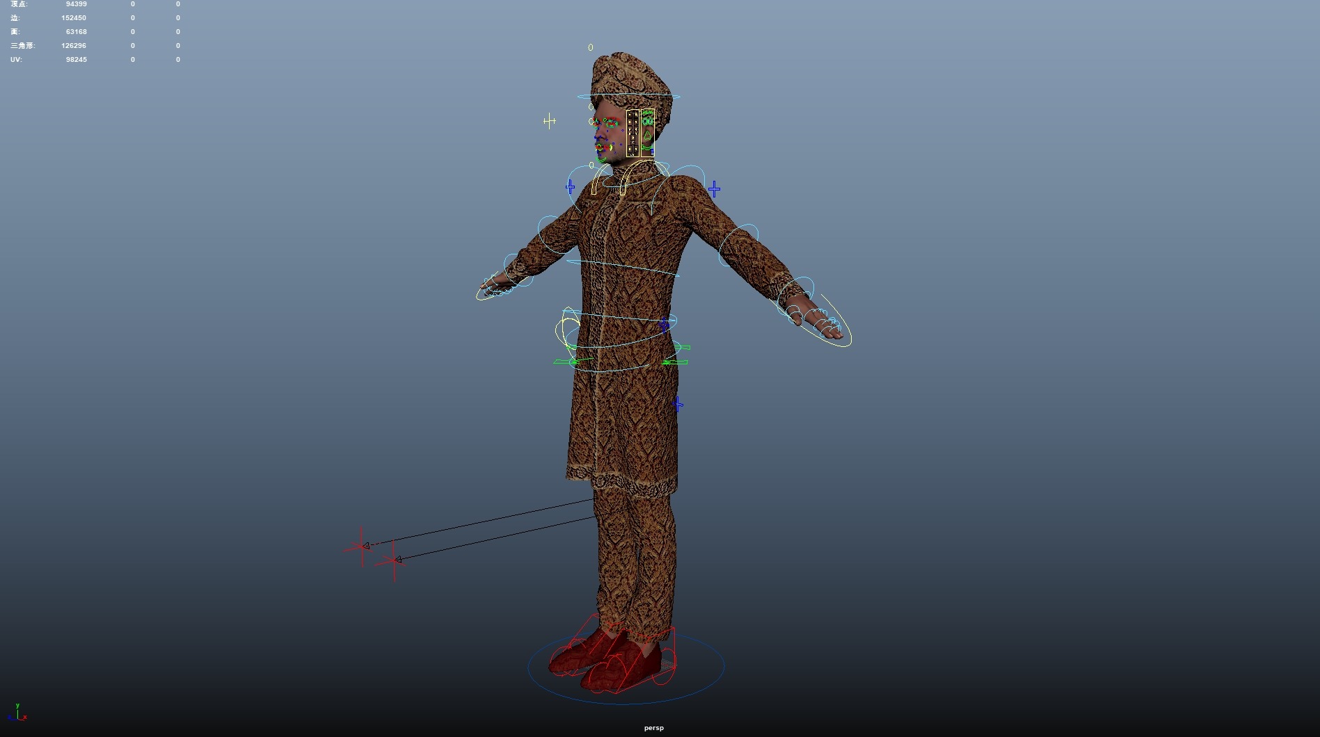 Indian couple Rigged Low-poly 3D model_42